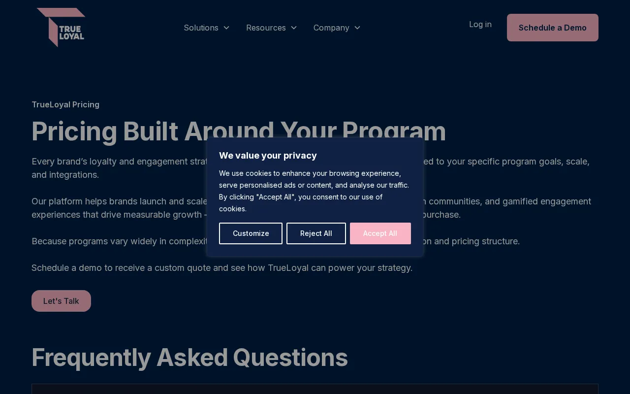 TrueLoyal — pricing page