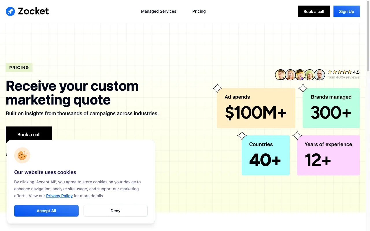 Zocket — pricing page
