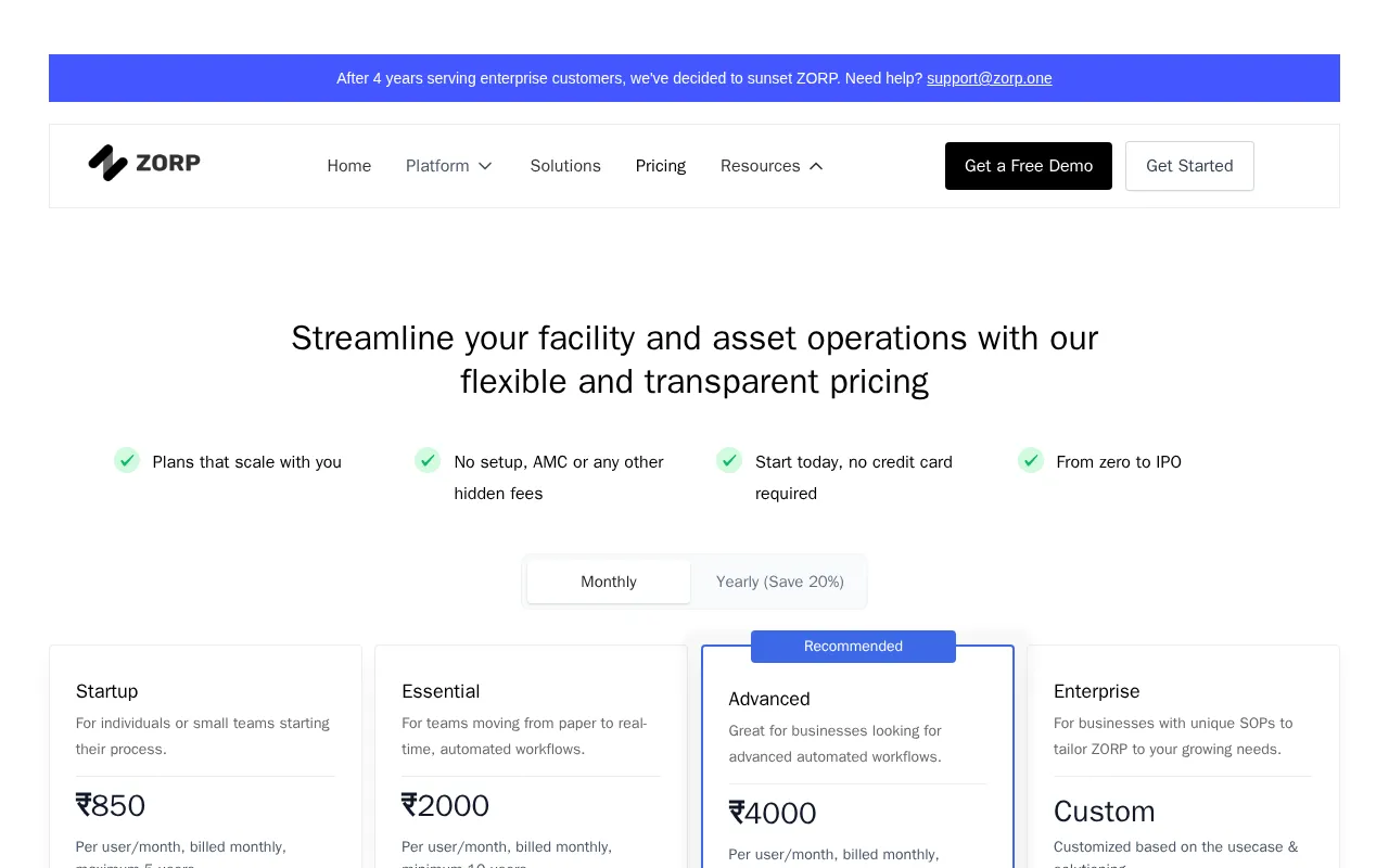 Zorp — pricing page