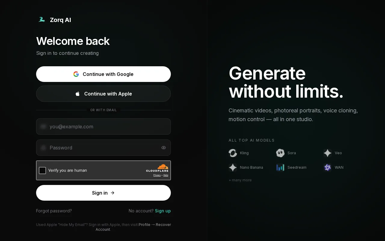 Zorq AI — pricing page