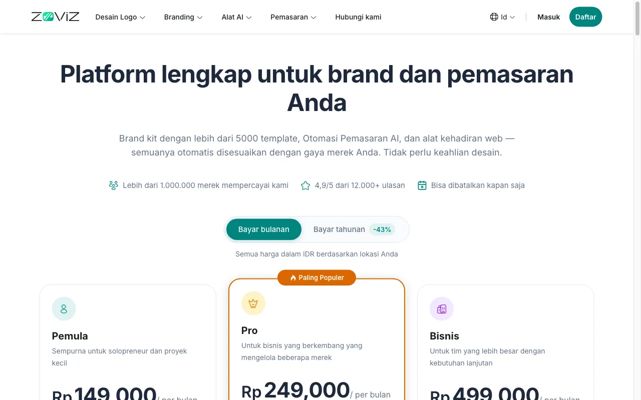 Zoviz — pricing page