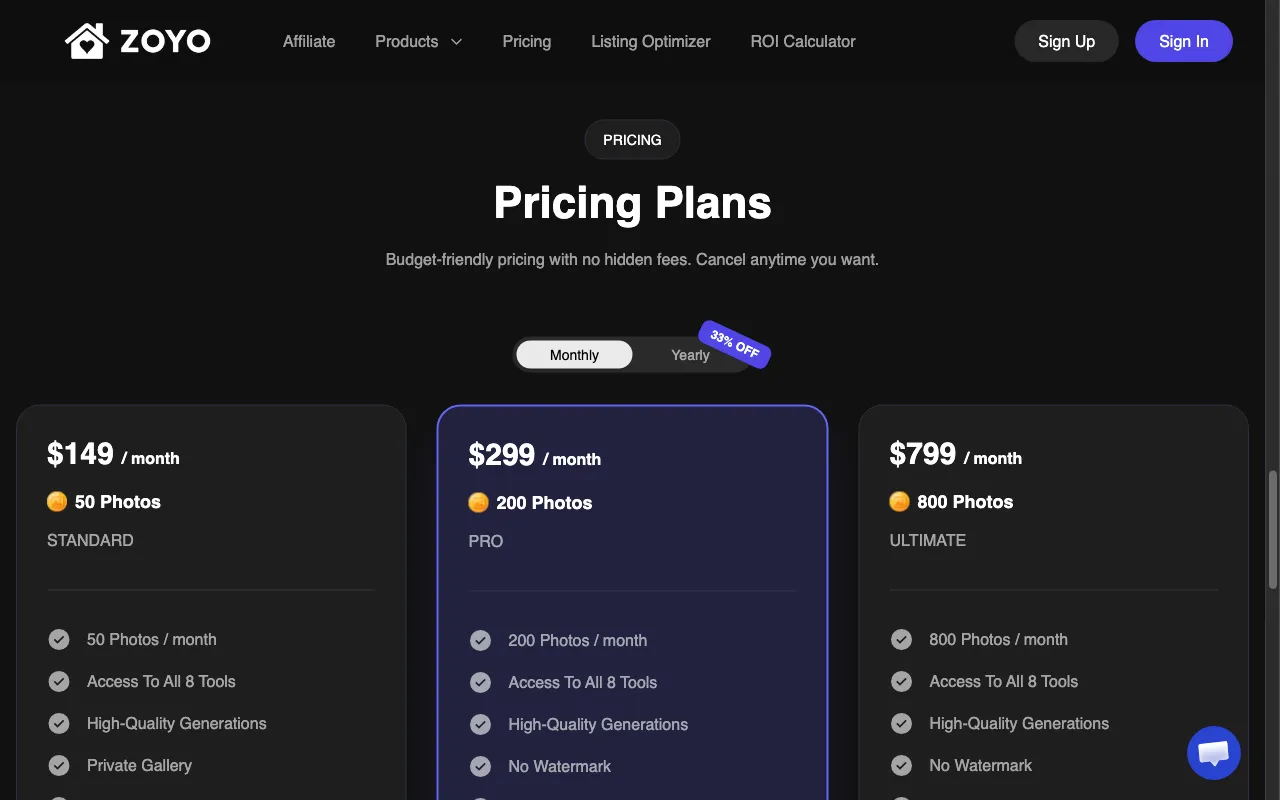 ZOYO — pricing page