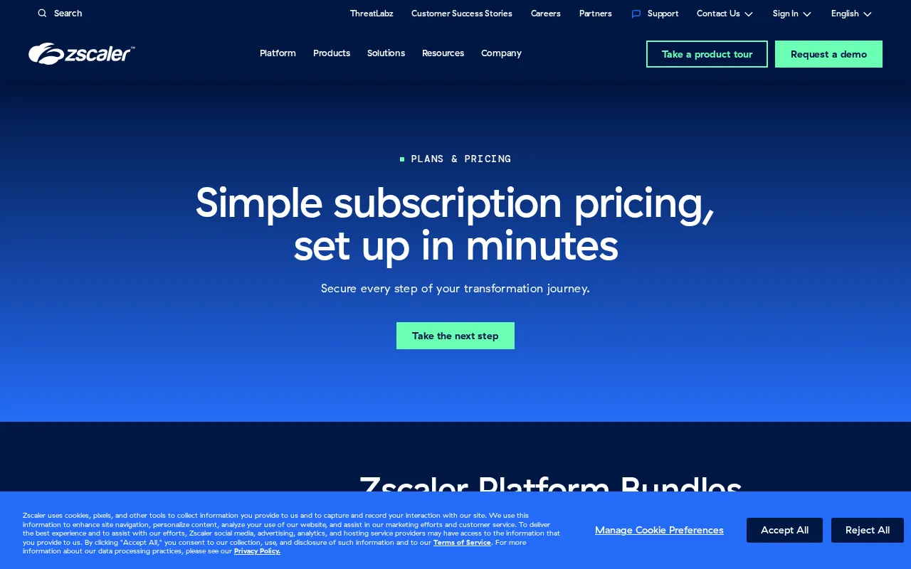 Zscaler — pricing page