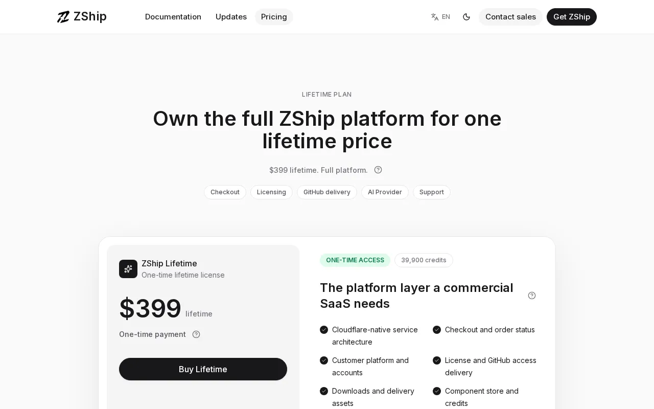 ZShip — pricing page