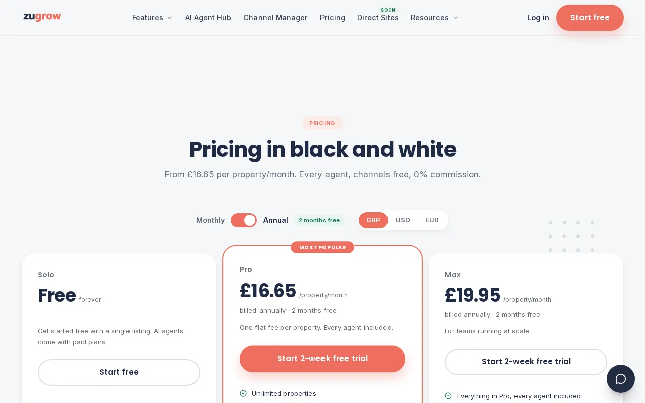 Zugrow — pricing page