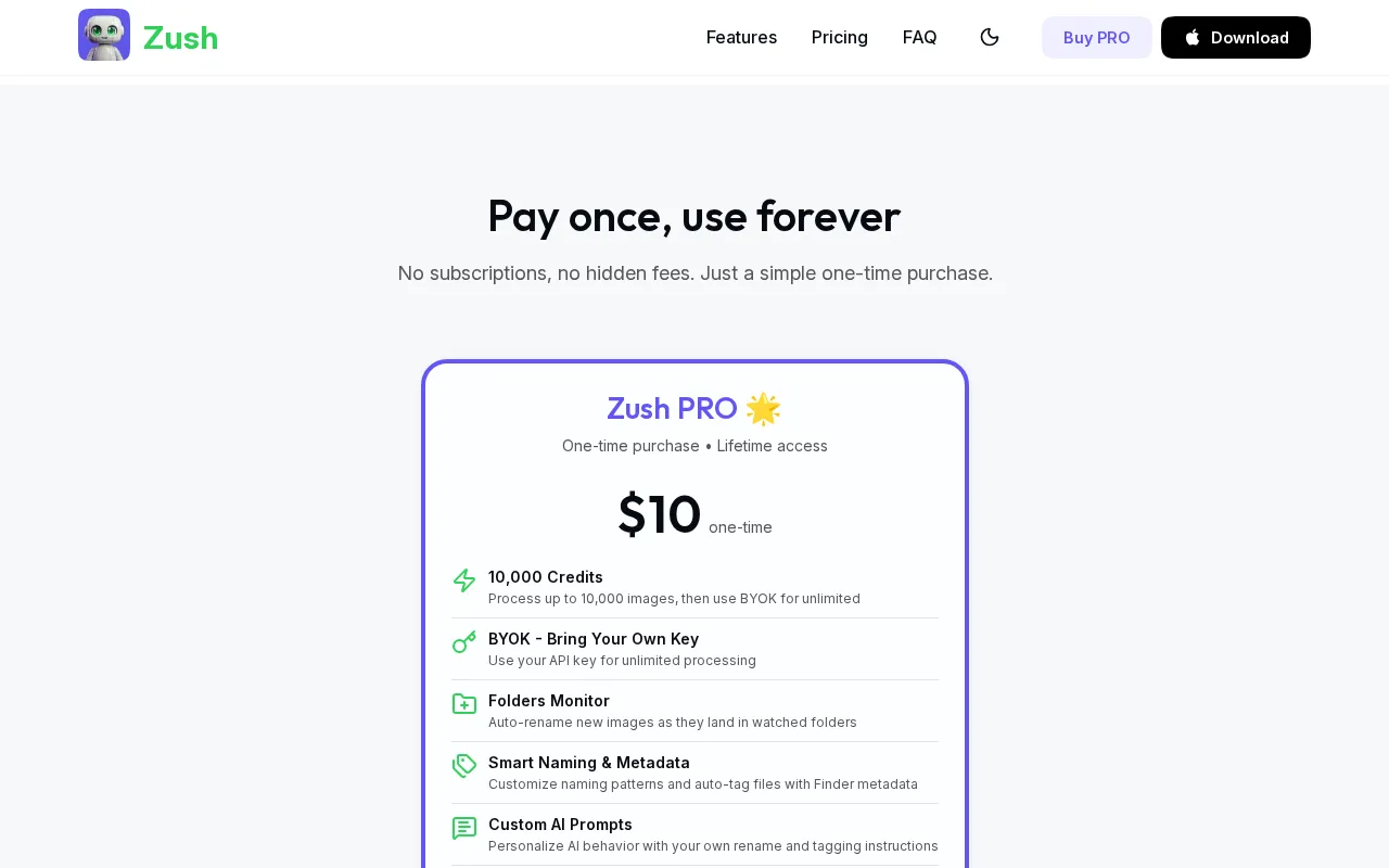 Zush — pricing page