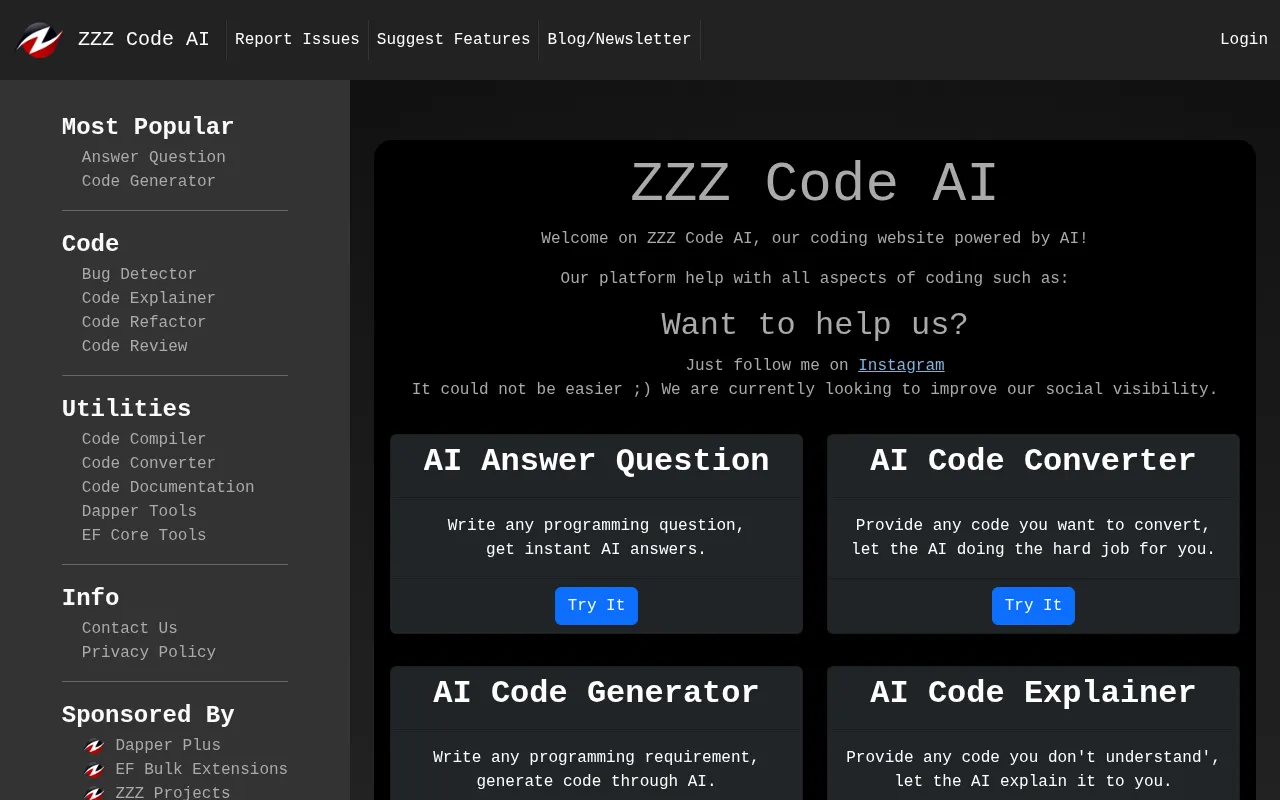 ZZZ Code AI — preview screenshot